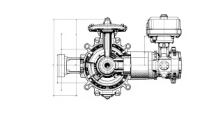 Trunnion tipi küresel vanan?n bile?enlerini g?steren bir ?izim.